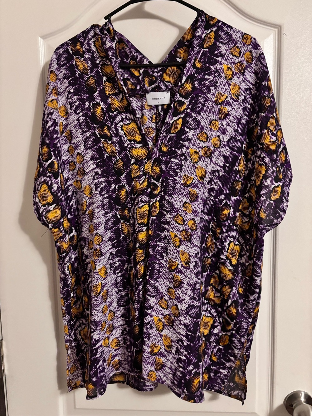 Adrienne Purple and Yellow Animal-Print Blouse